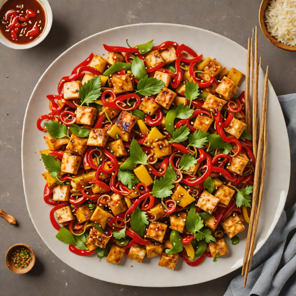 Sichuan-Style Spicy Tofu Stir Fry with Garlic and Bell Peppers