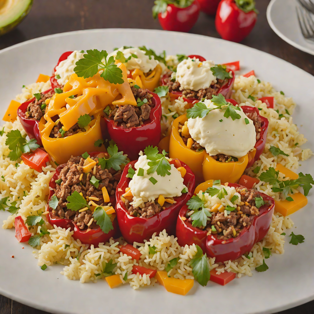 Beef-Stuffed Bell Peppers with Cheddar and Cauliflower Rice
