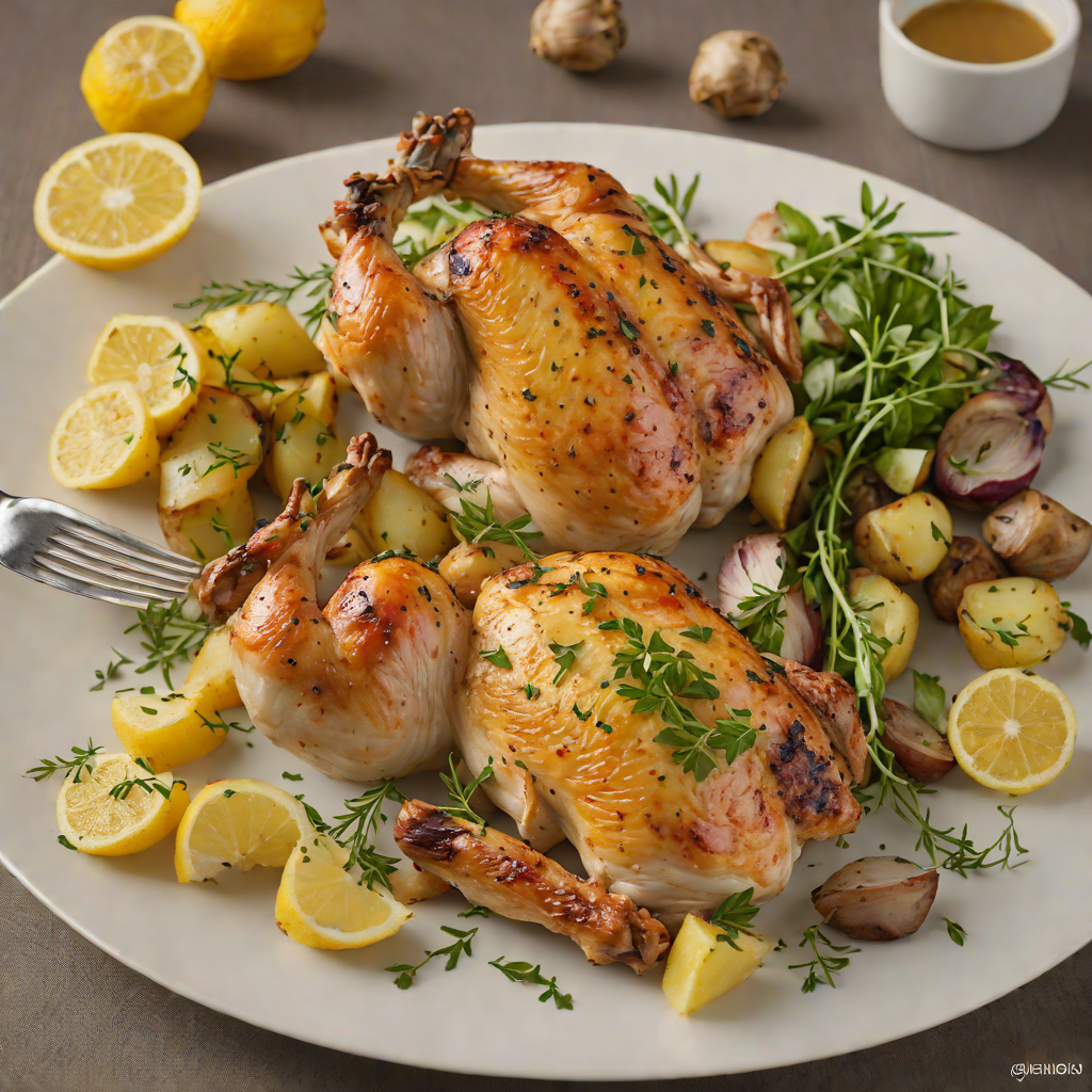 Lemon-Garlic Roast Chicken with Herbed Potatoes