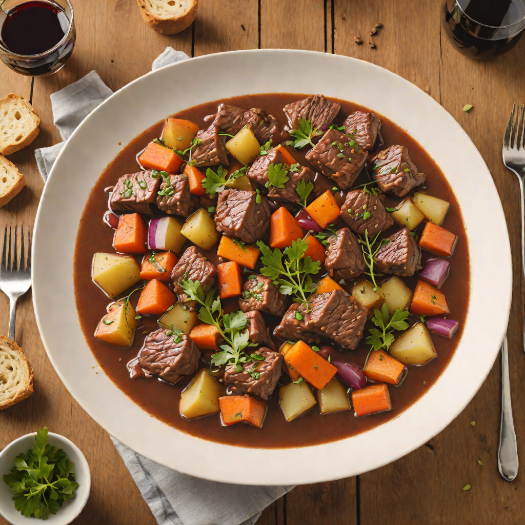 Slow-Simmered Beef Stew with Root Vegetables and Red Wine