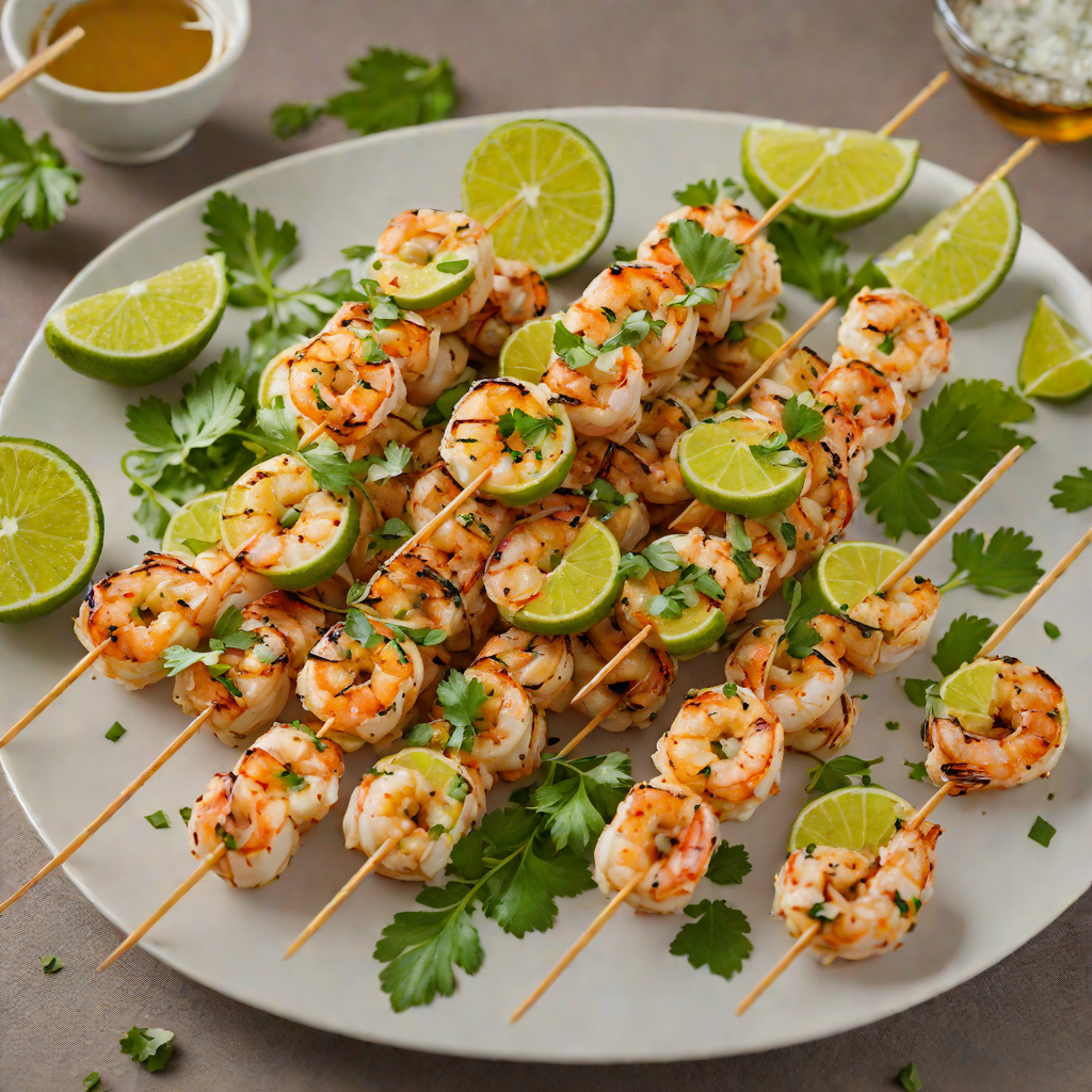 Grilled Lime-Honey Shrimp Skewers with Garlic and Cilantro