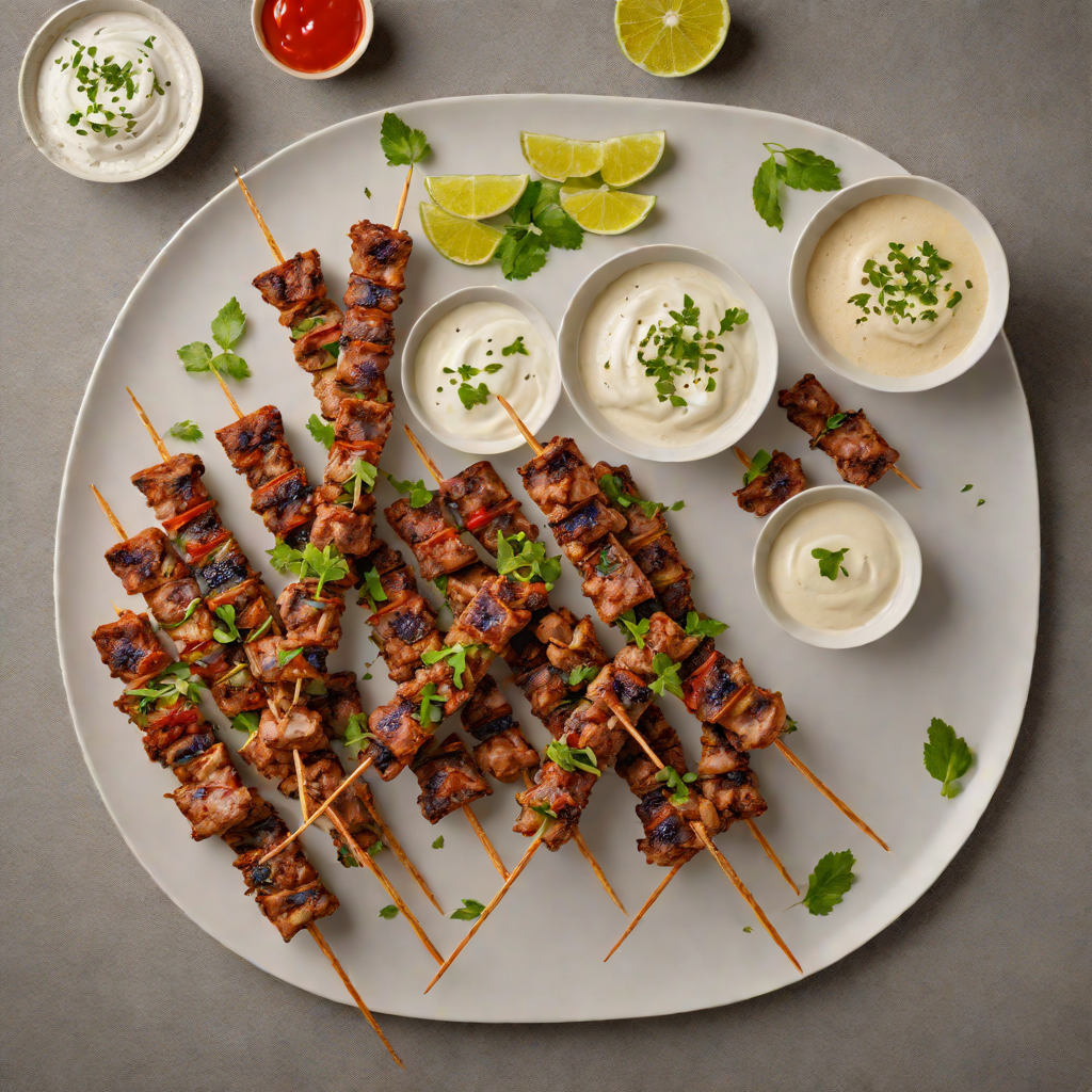 Halved Spiced Lamb Skewers with Yogurt Dipping Sauce