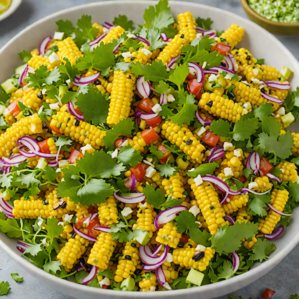 Tiki Torch Charred Sweet Corn Salad with Cilantro-Lime Dressing