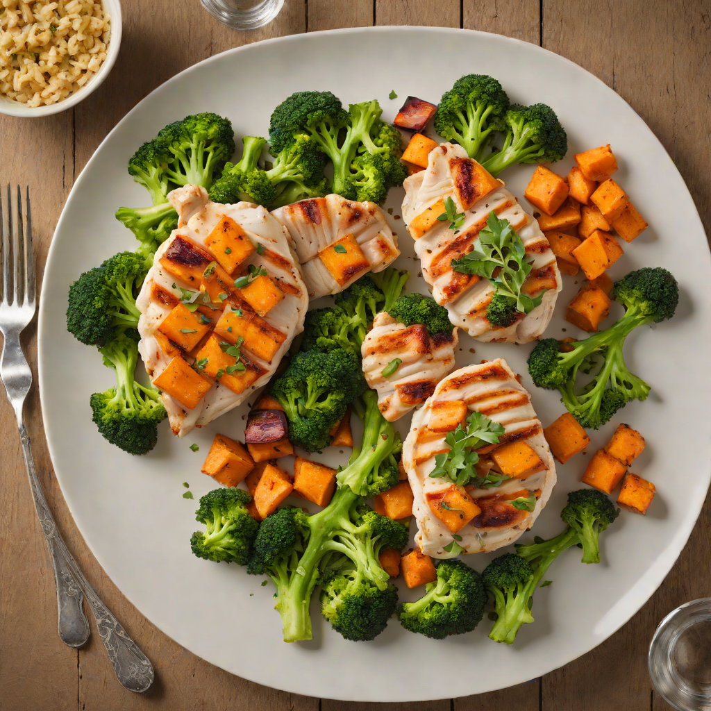 Pan-Seared Chicken with Roasted Sweet Potato and Charred Broccoli