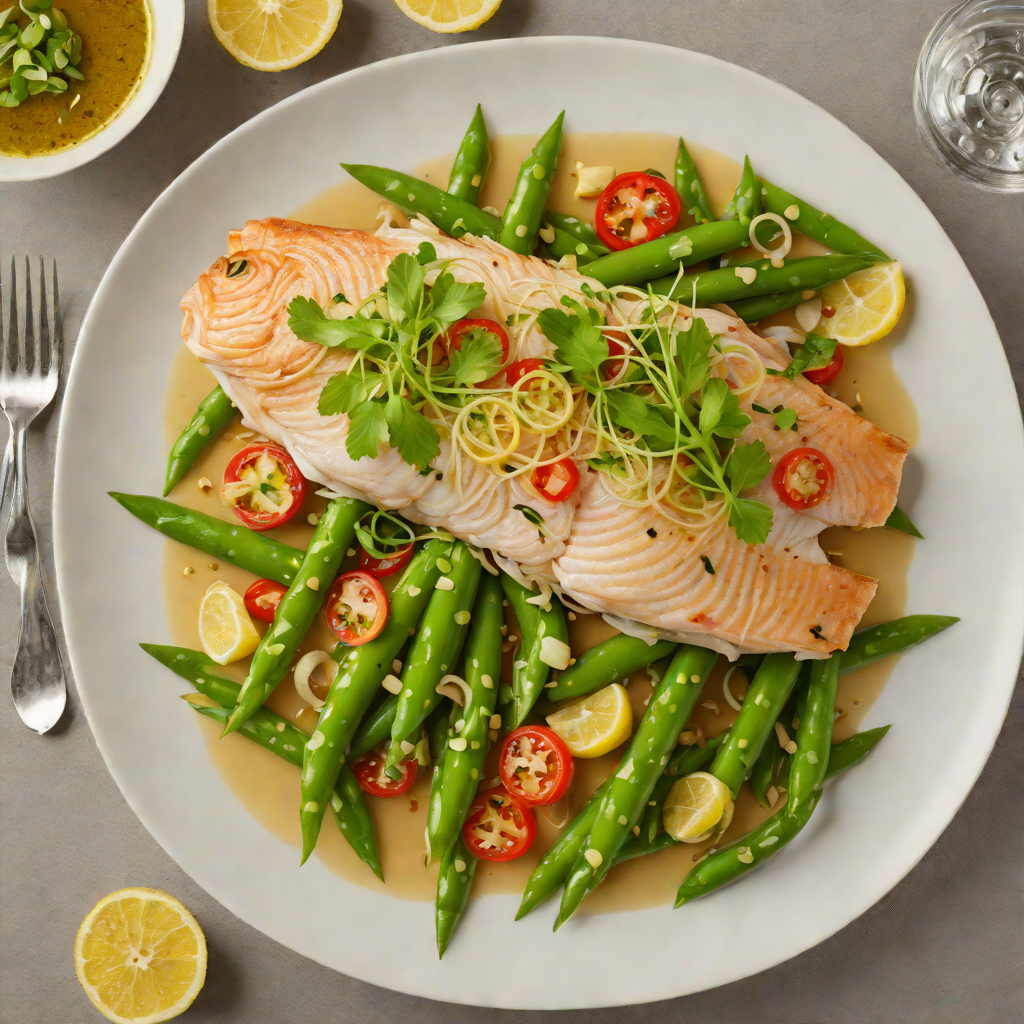 Steamed Ginger-Lemongrass Fish with Snap Peas