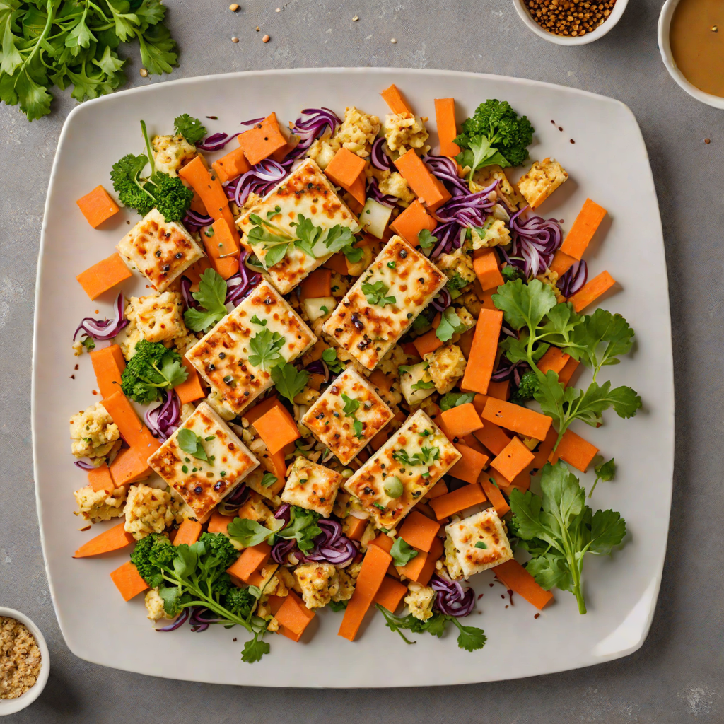Roasted Plant-Based Sheet Pan Tofu with Spiced Cauliflower and Carrots
