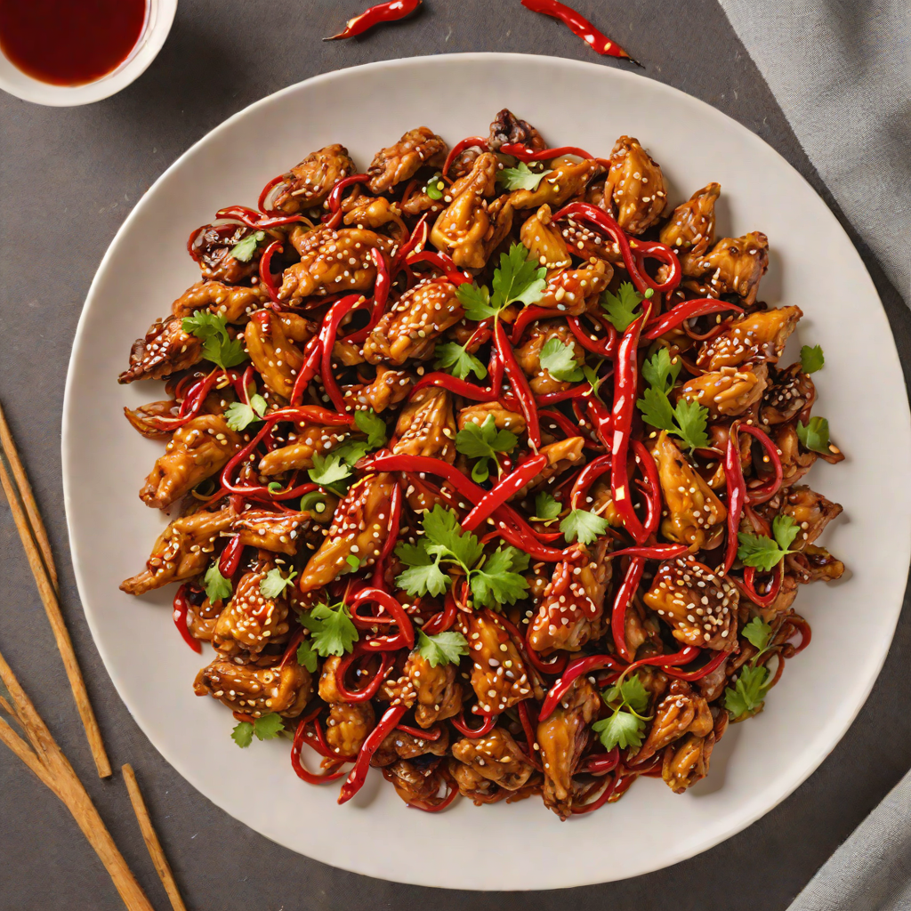 Stir-Fried Spicy Hunan Chicken with Dried Red Chilies