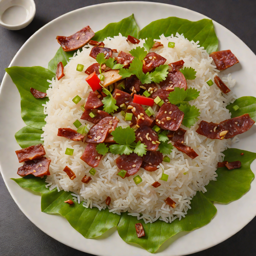 Lotus Leaf Steamed Rice with Mushrooms and Chinese Sausage
