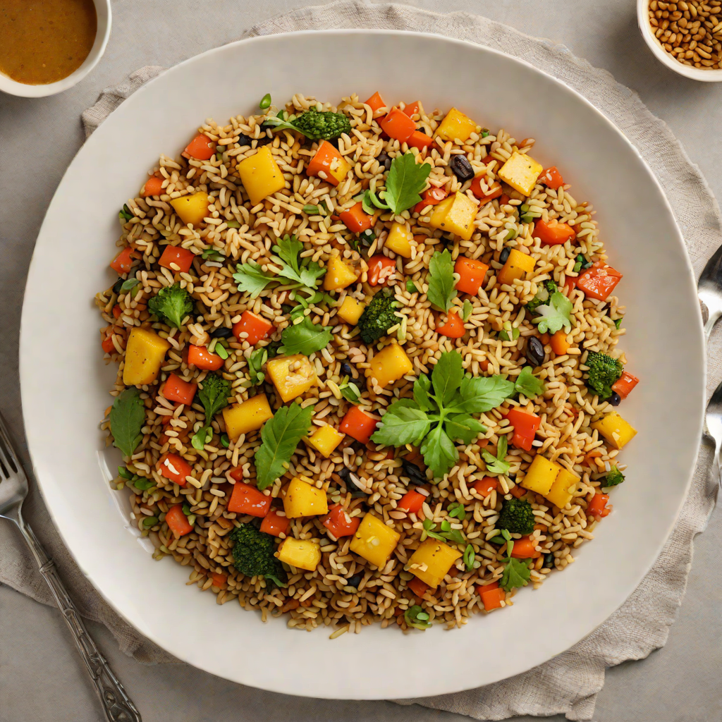 One-Pot Spiced Lentil and Quinoa Pilaf with Roasted Vegetables