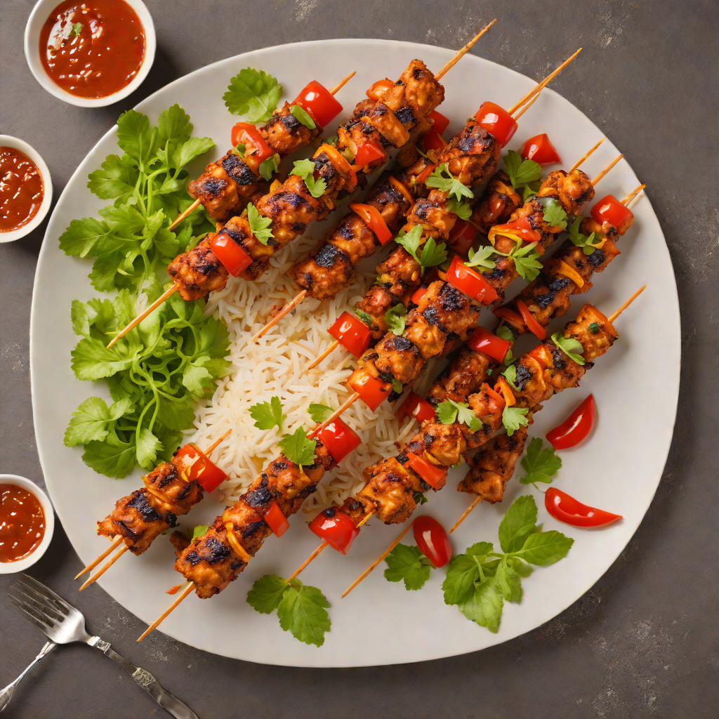 Grilled Jollof-Spiced Chicken Skewers with Tomato-Pepper Glaze