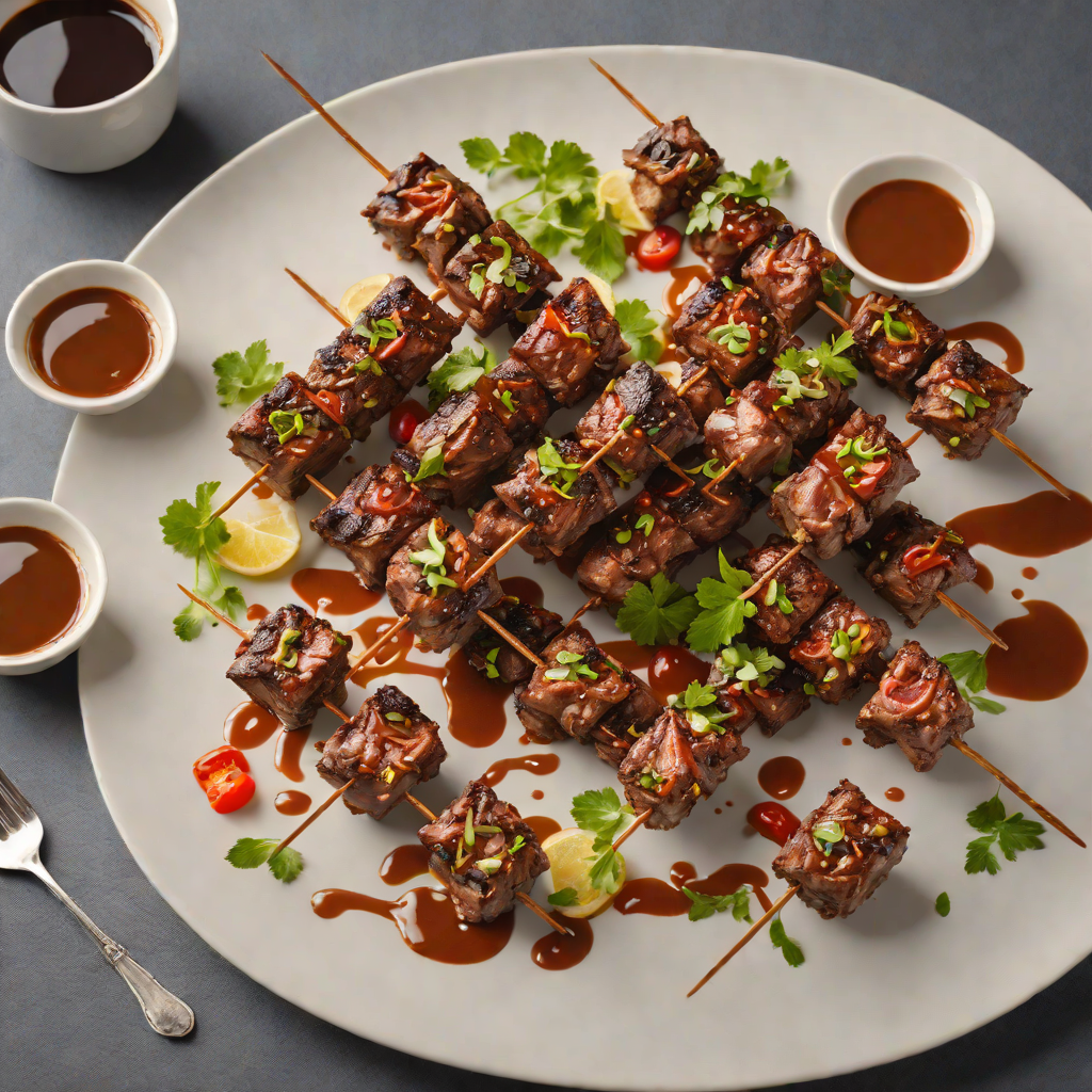 Coffee-Rubbed Beef Skewers with Bittersweet Cocoa Glaze