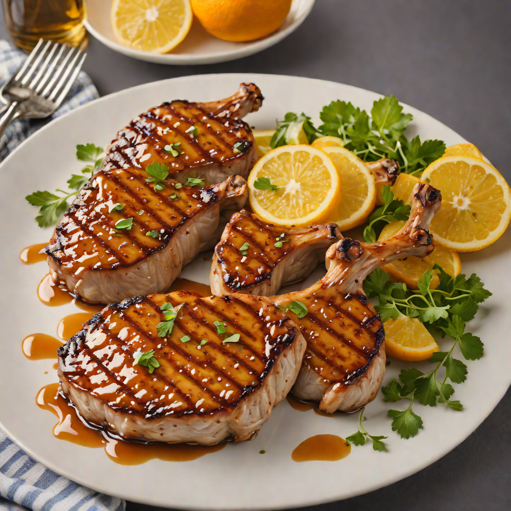 Citrus-Honey Whiskey Glazed Grilled Pork Chops