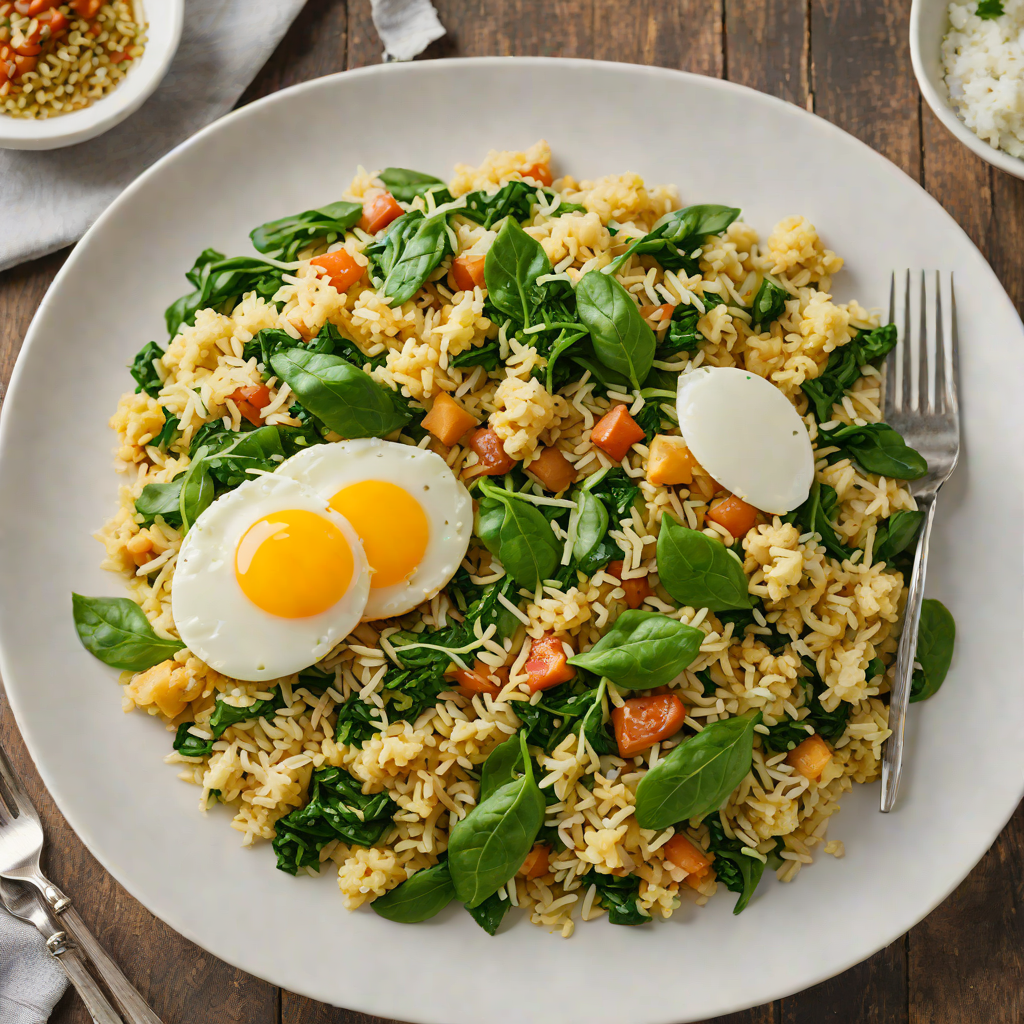 Cauliflower Rice Stir-Fry with Egg and Spinach