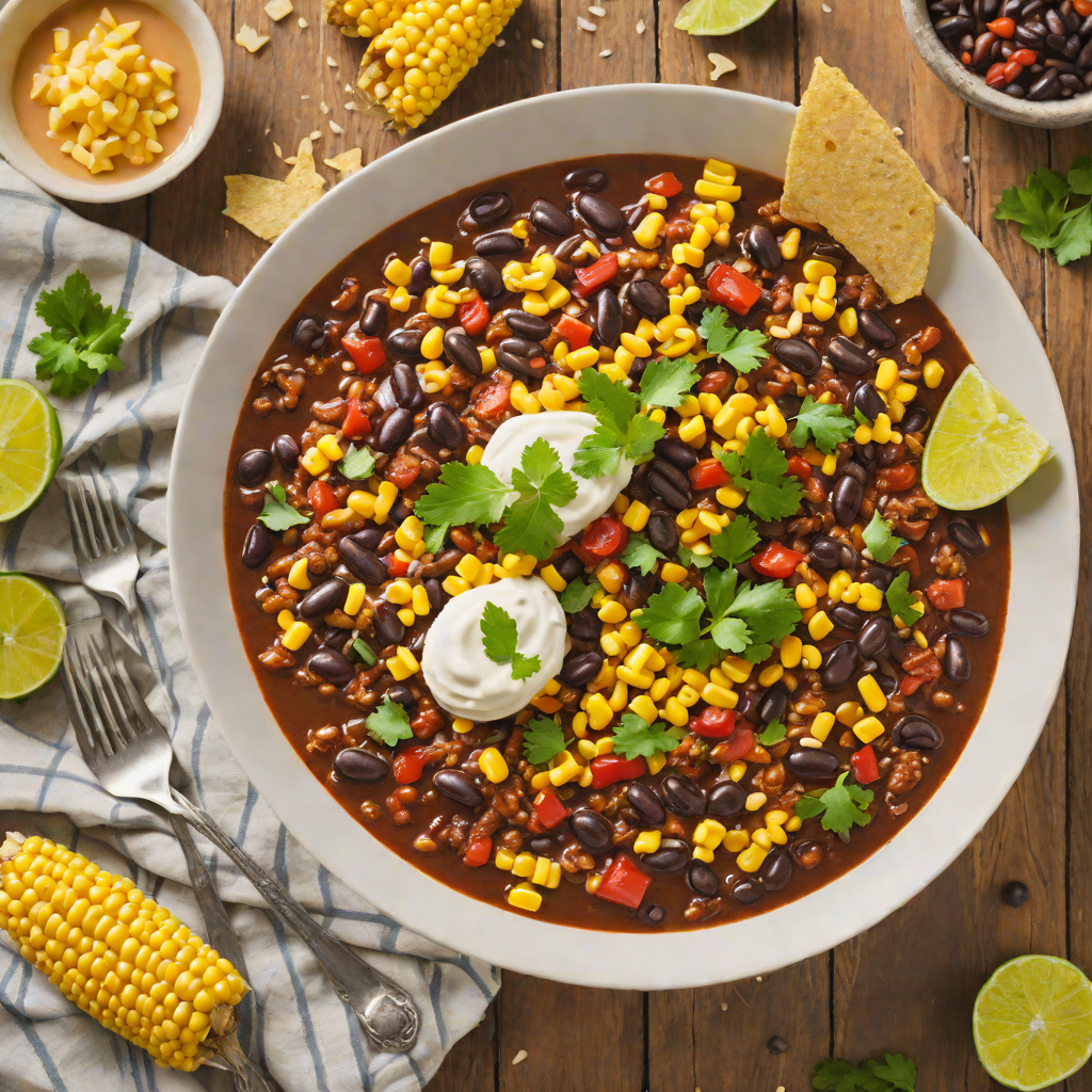 Slow-Simmered Black Bean Chili with Roasted Corn and Smoky Chipotle