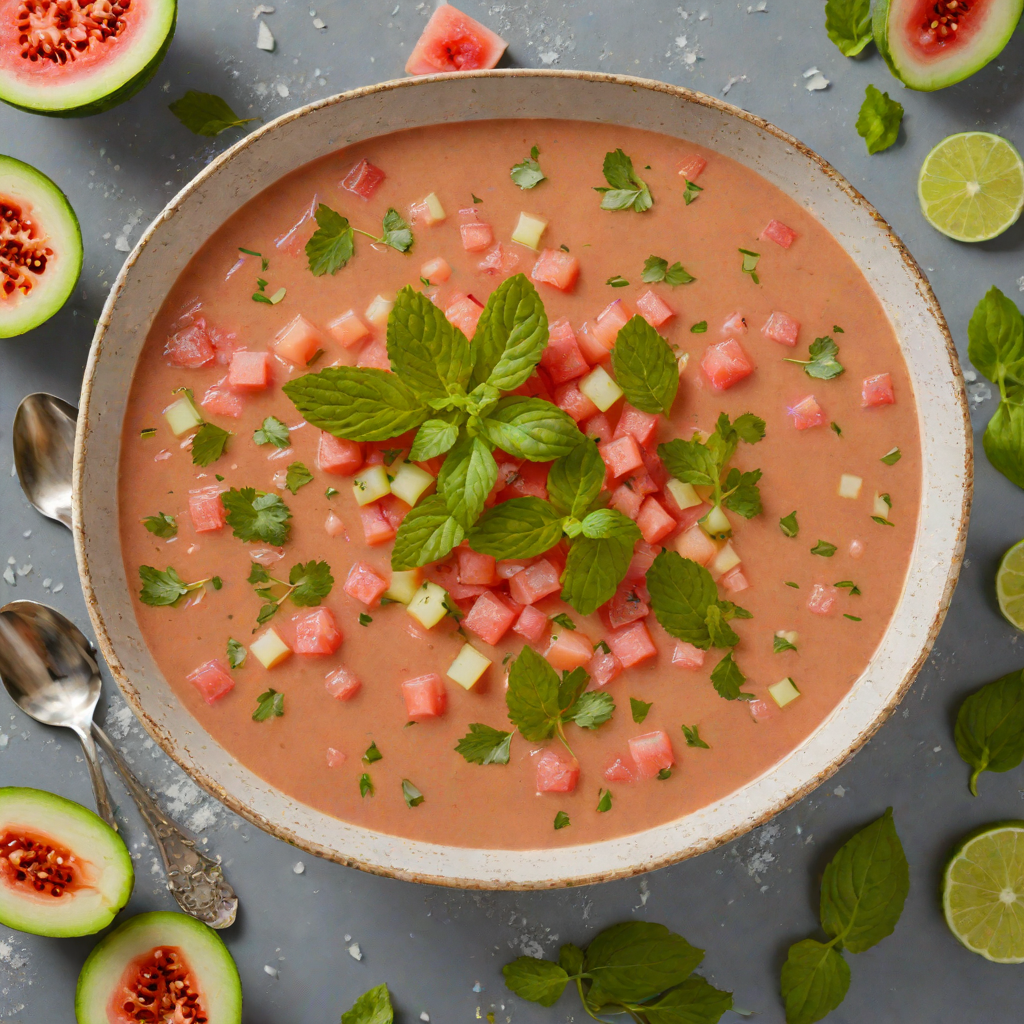 Watermelon Gazpacho with Mint and Cucumber