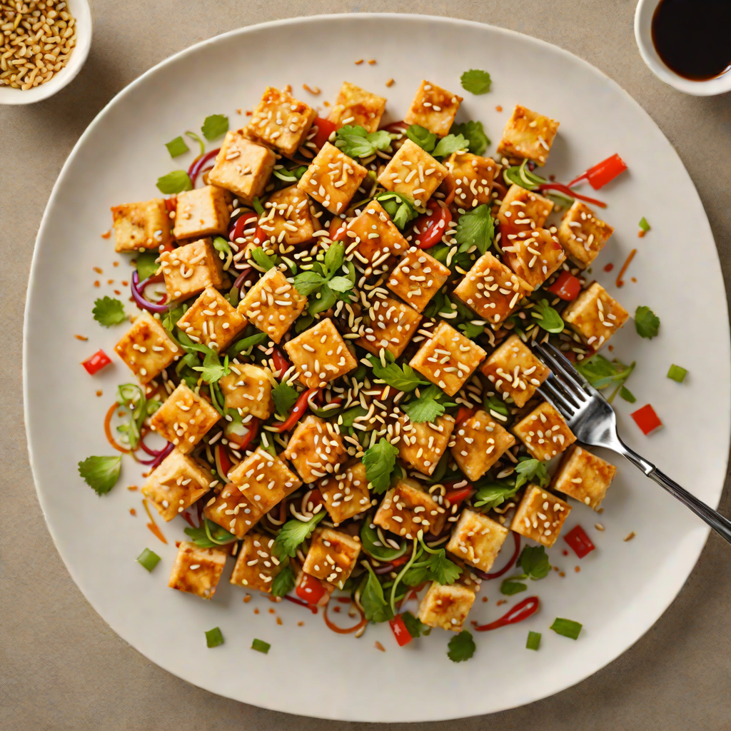 Stir-Fried Tofu with Sweet Soy and Sesame in a Playful Veggie Medley