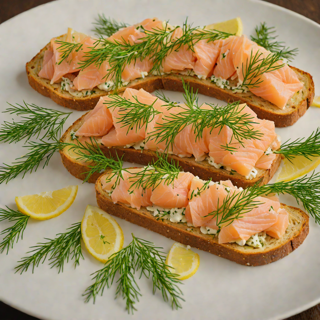 Open-Faced Smoked Salmon and Dill Sandwich