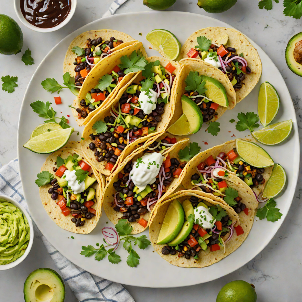 Honey Chipotle Black Bean Tacos with Avocado Lime Crema