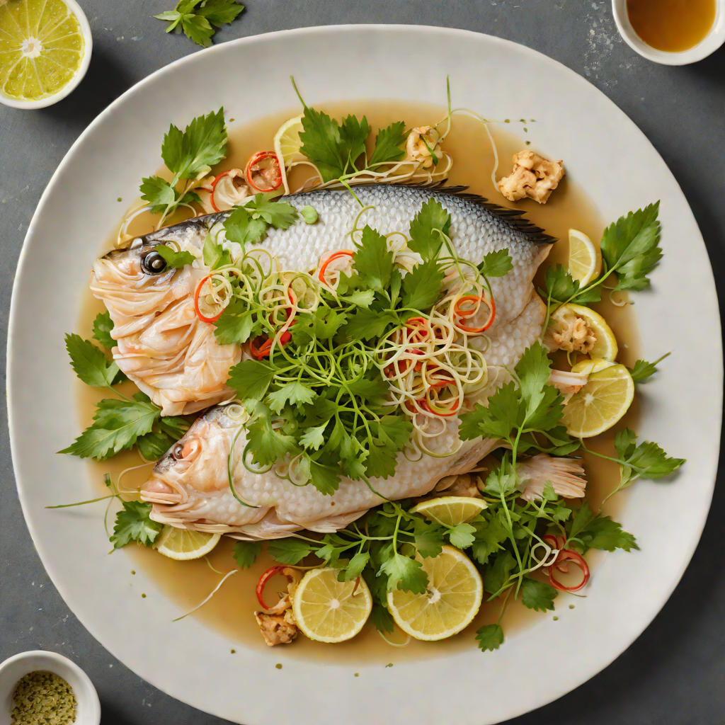 Steamed Ginger-Lemongrass Fish with Vietnamese Herbs