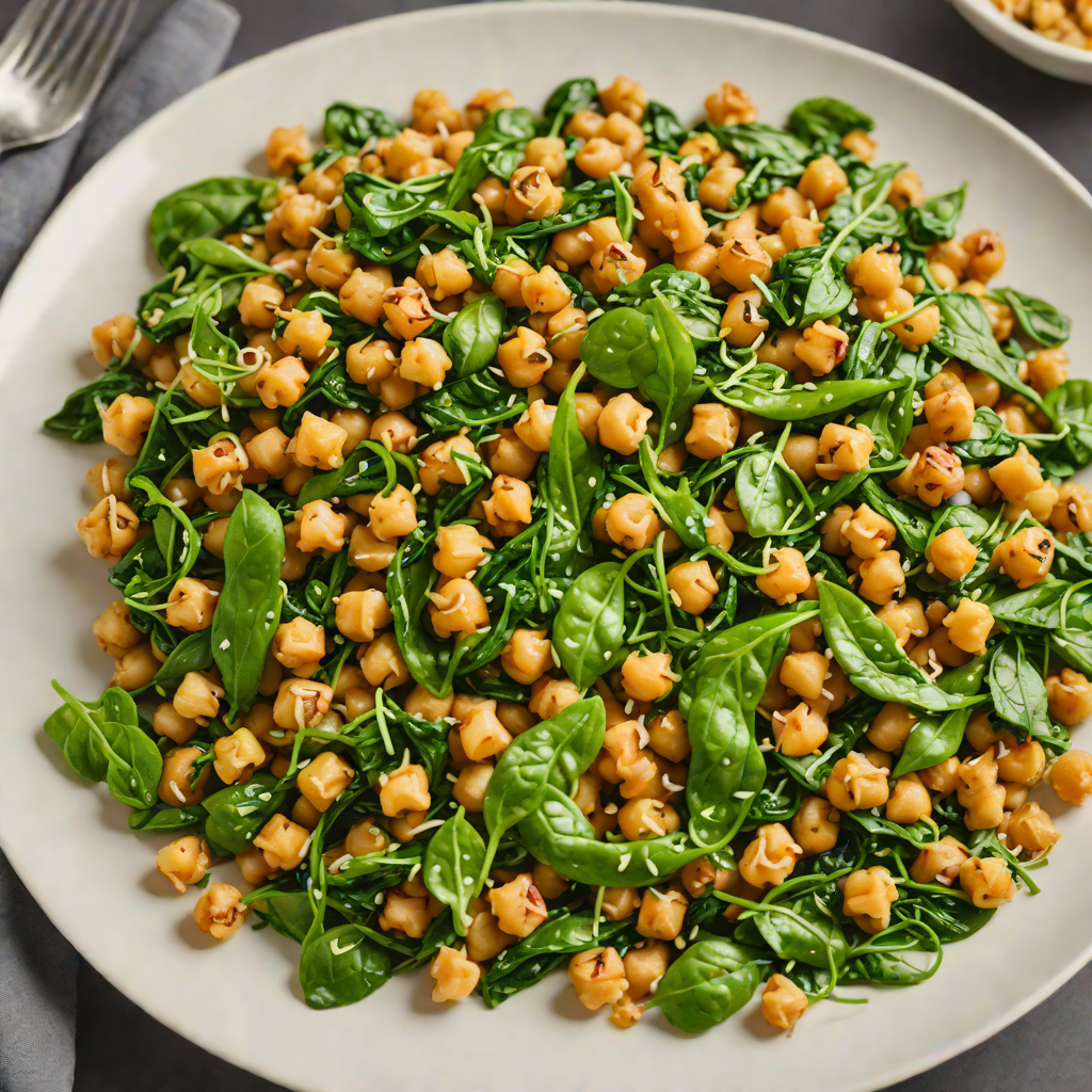 Quick Stir-Fried Chickpeas with Spinach and Garlic