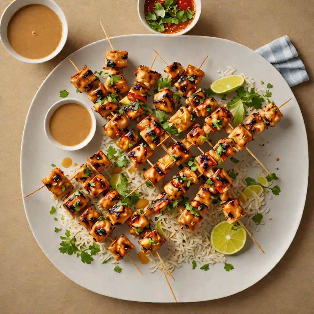 Chargrilled Chicken Skewers with Spiced Peanut Sauce