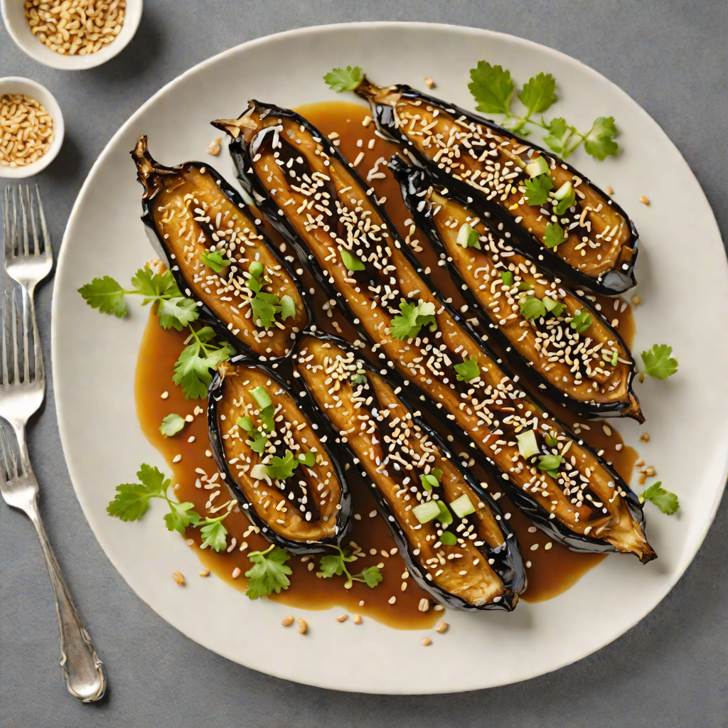 Pan-Fried Japanese Miso-Glazed Eggplant with Scallion and Sesame