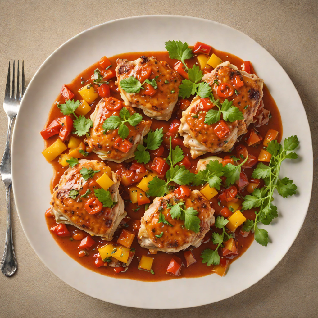 Pan-Seared Chicken Thighs with Smoky Tomato and Bell Pepper Sauce