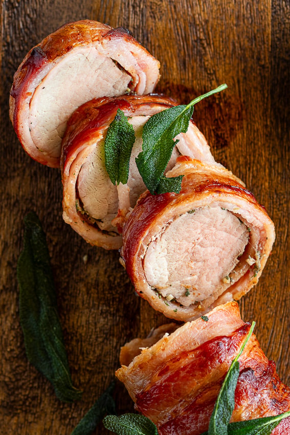 Crispy Bacon-Wrapped Pork Tenderloin with Herb Butter