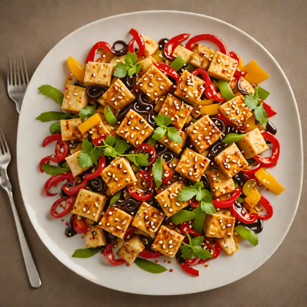Vegetarian Stir-Fried Tofu with Bell Peppers and Hoisin Sauce