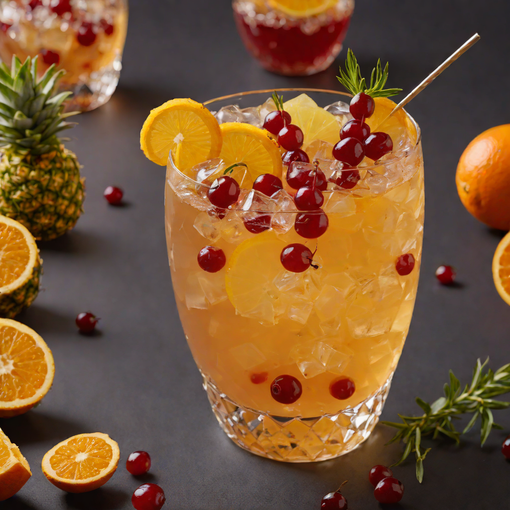 Orange and Pineapple Amaretto Punch with Cranberry Twist