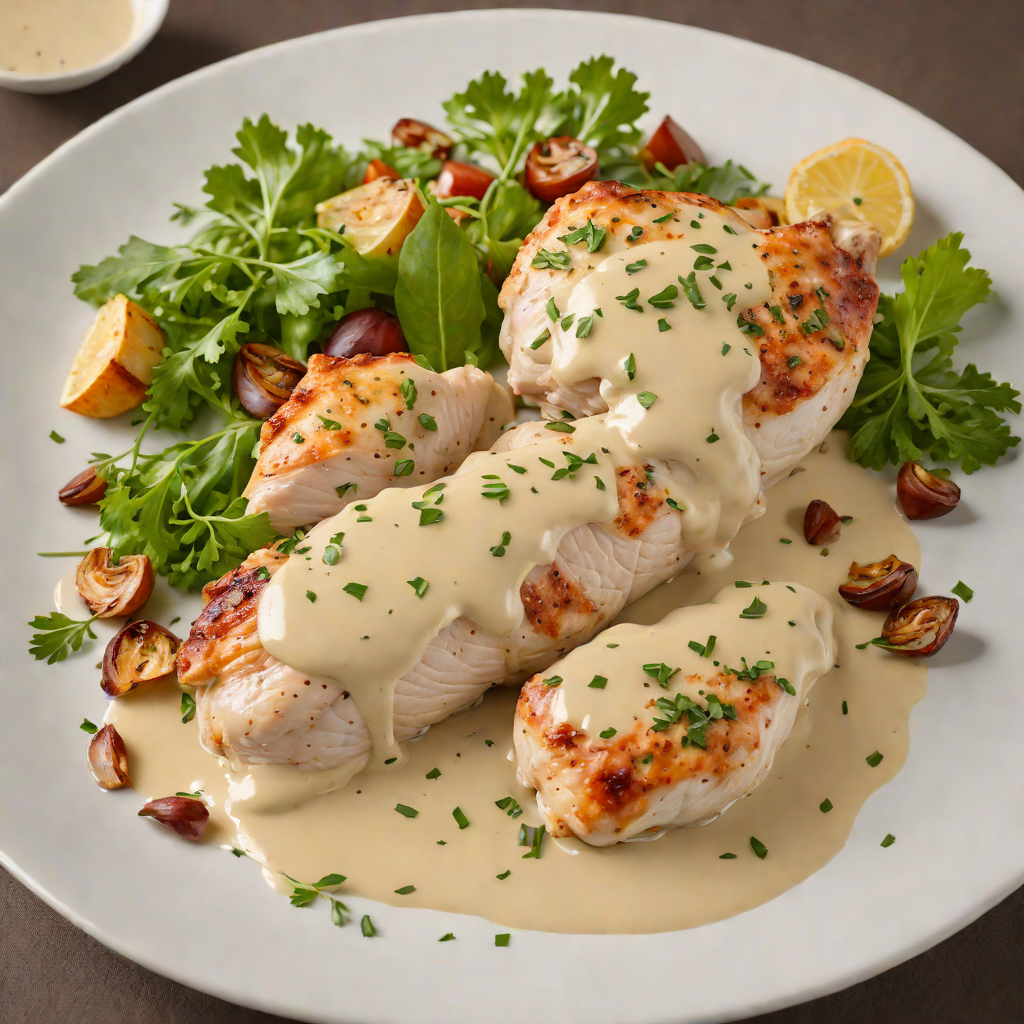 Pan-Seared Chicken with Roasted Garlic Cream Sauce