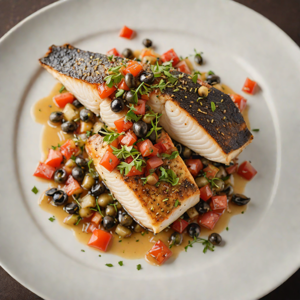 Pan-Seared Sea Bass with Tomato and Caper Relish