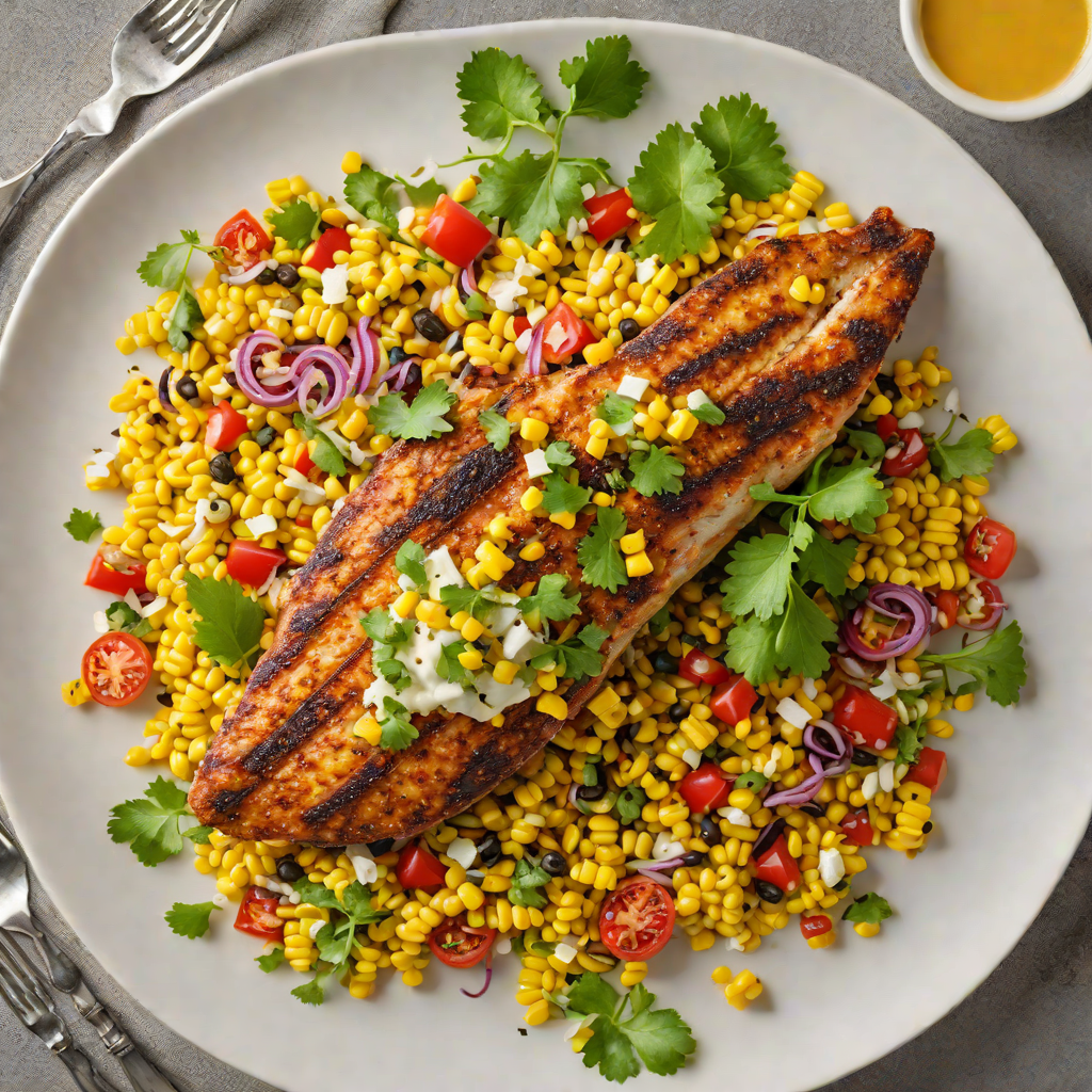 Grilled Cajun-Spiced Catfish with Roasted Sweet Corn Salad