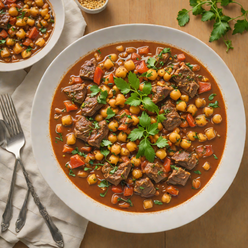 Slow-Simmered Lamb and Chickpea Stew with Tomato and Cinnamon