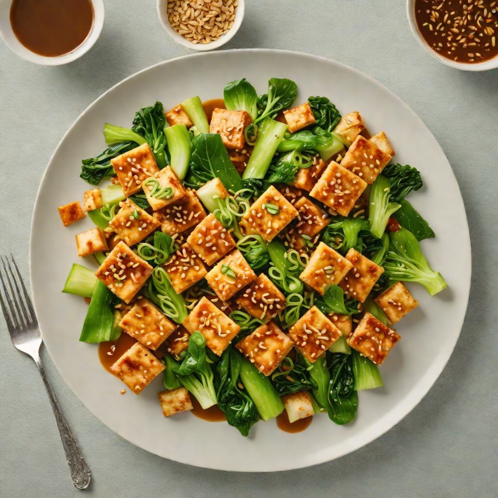 Stir-Fried Tofu with Ginger-Scallion Sauce and Baby Bok Choy