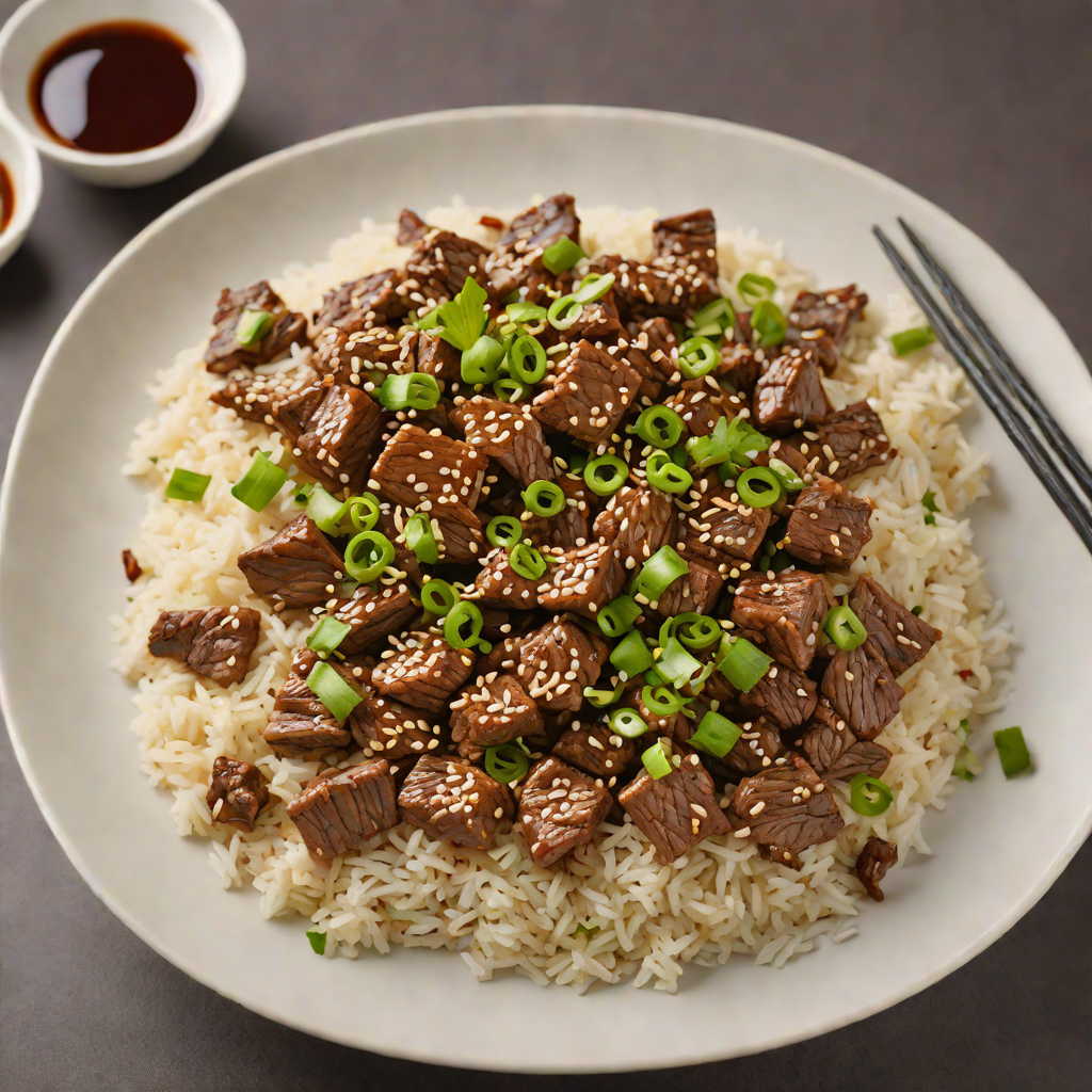Stir-Fried Korean Beef with Sesame and Scallion Rice
