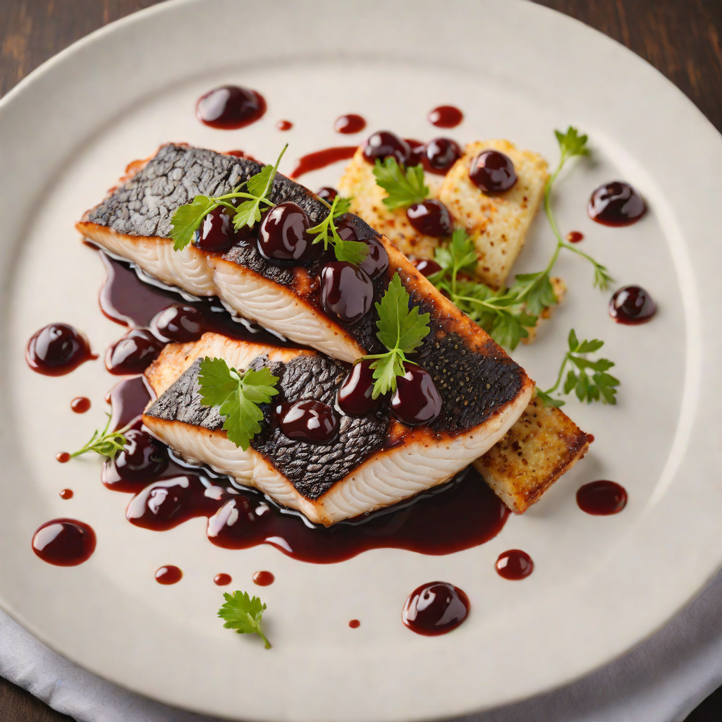 Pan-Seared Sea Bass with Black Cherry Reduction