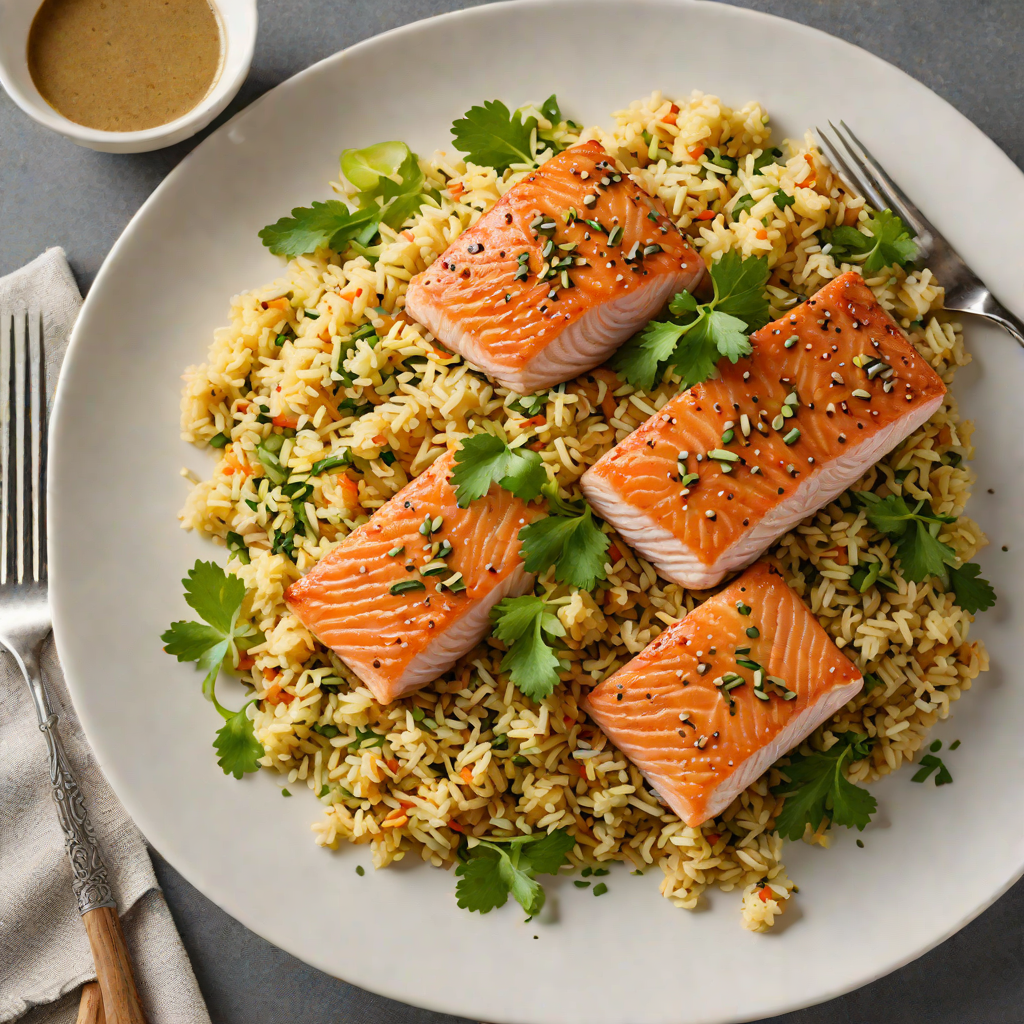 Ginger-Sesame Salmon with Spicy Cauliflower Rice
