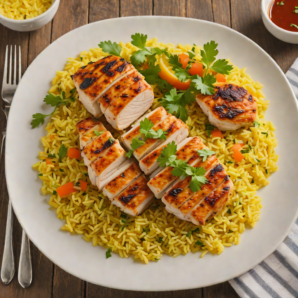 Grilled Garlic-Lemon Chicken with Spanish Saffron Rice