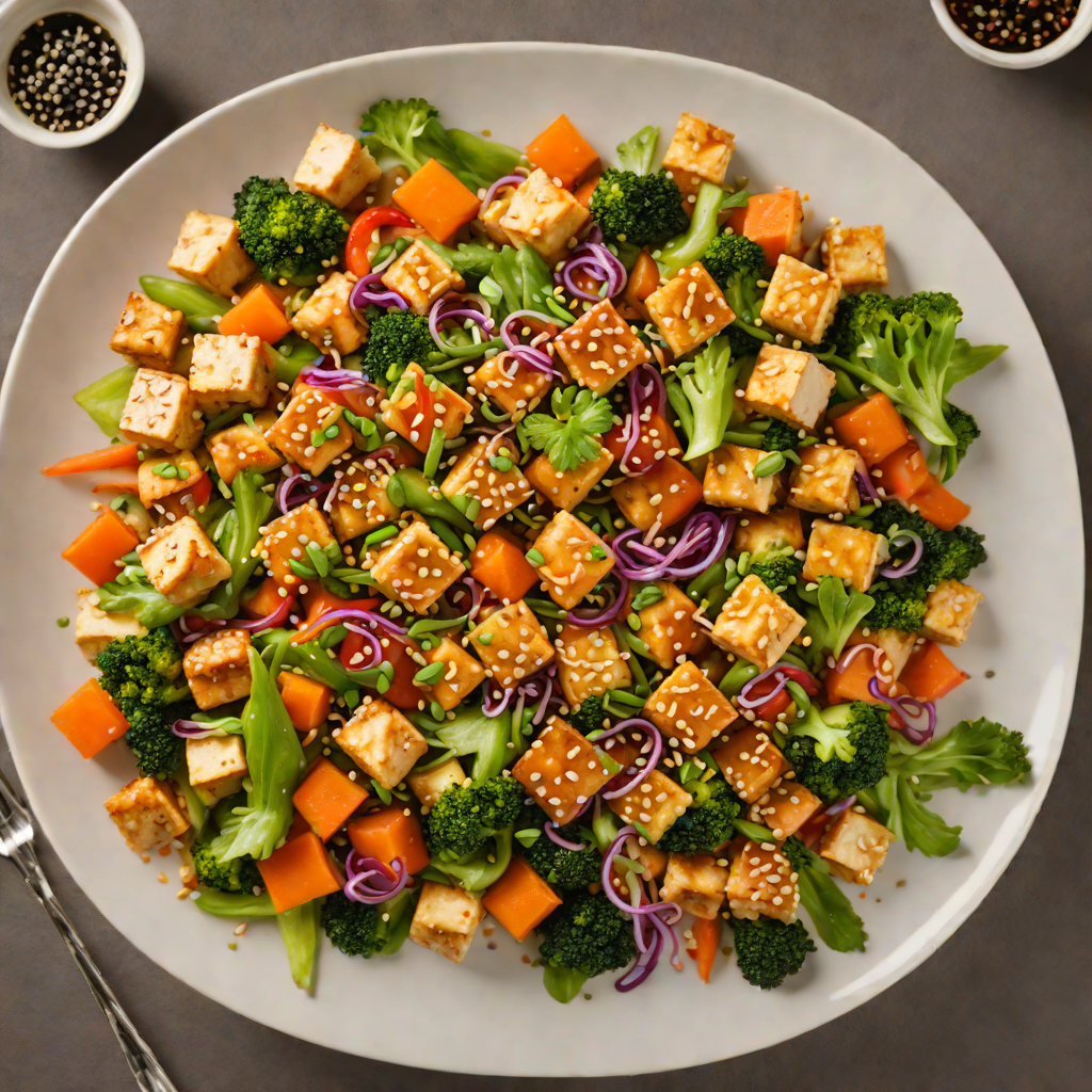 Stir-Fried Tofu and Mixed Vegetable Bowl with Sesame Soy Glaze