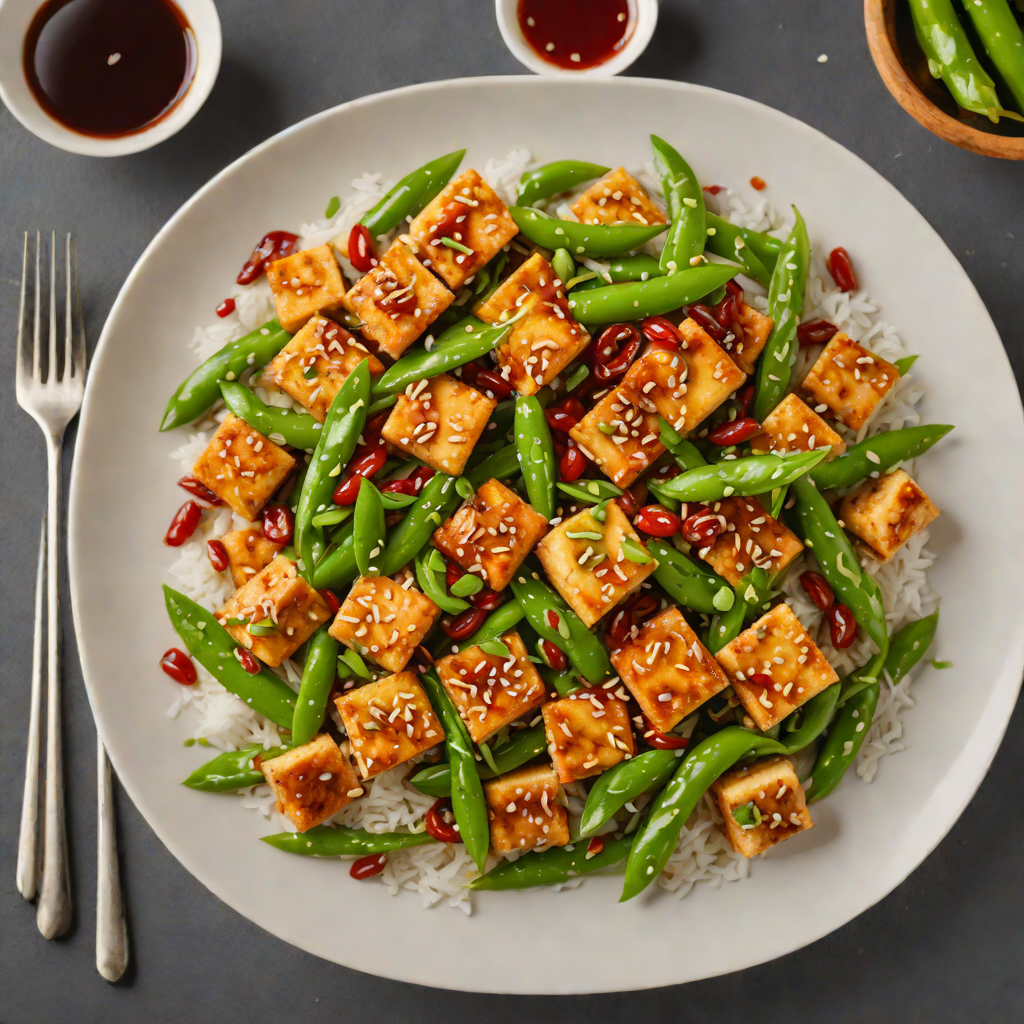 Stir-Fried Tofu with Garlic-Chili Sauce and Snow Peas