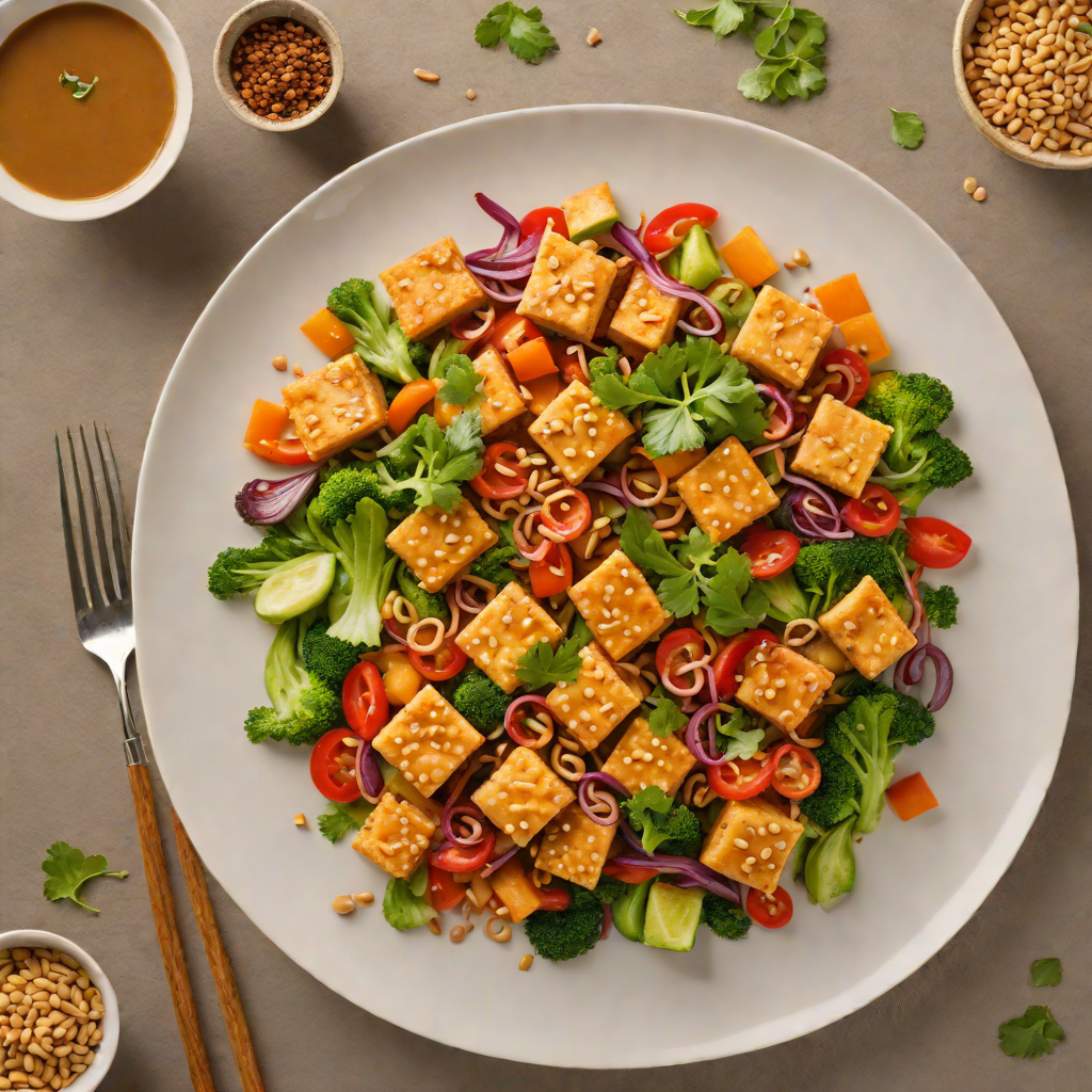 Stir-Fried Tofu with Spicy Peanut Sauce and Crisp Vegetables