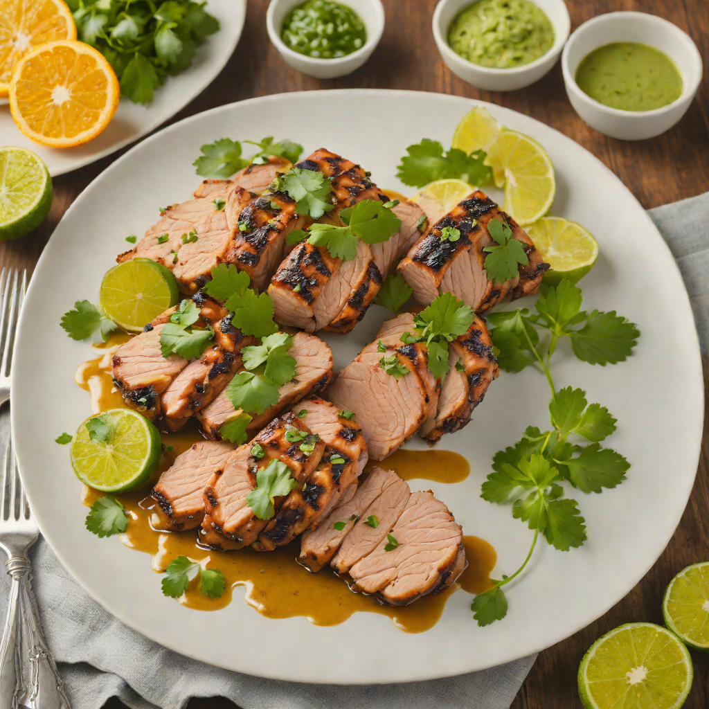 Orange-Glazed Grilled Pork Tenderloin with Cilantro Lime Sauce