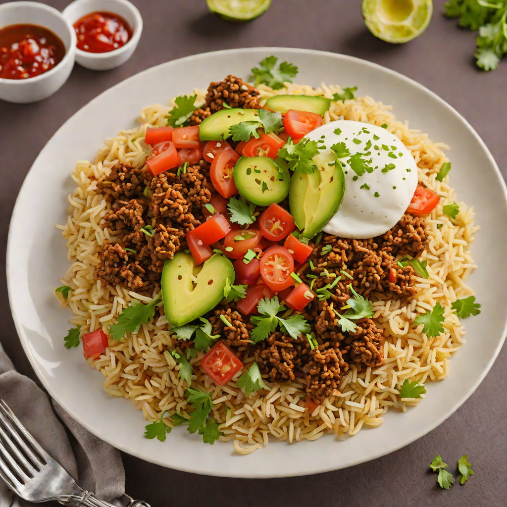 Ryukyuan Style Taco Rice Bowl with Spicy Ground Beef