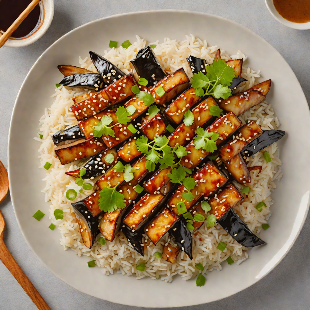 Miso-Glazed Eggplant Donburi with Jasmine Rice