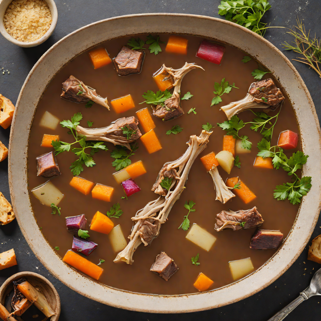 Roasted Back Bone Broth with Root Vegetables