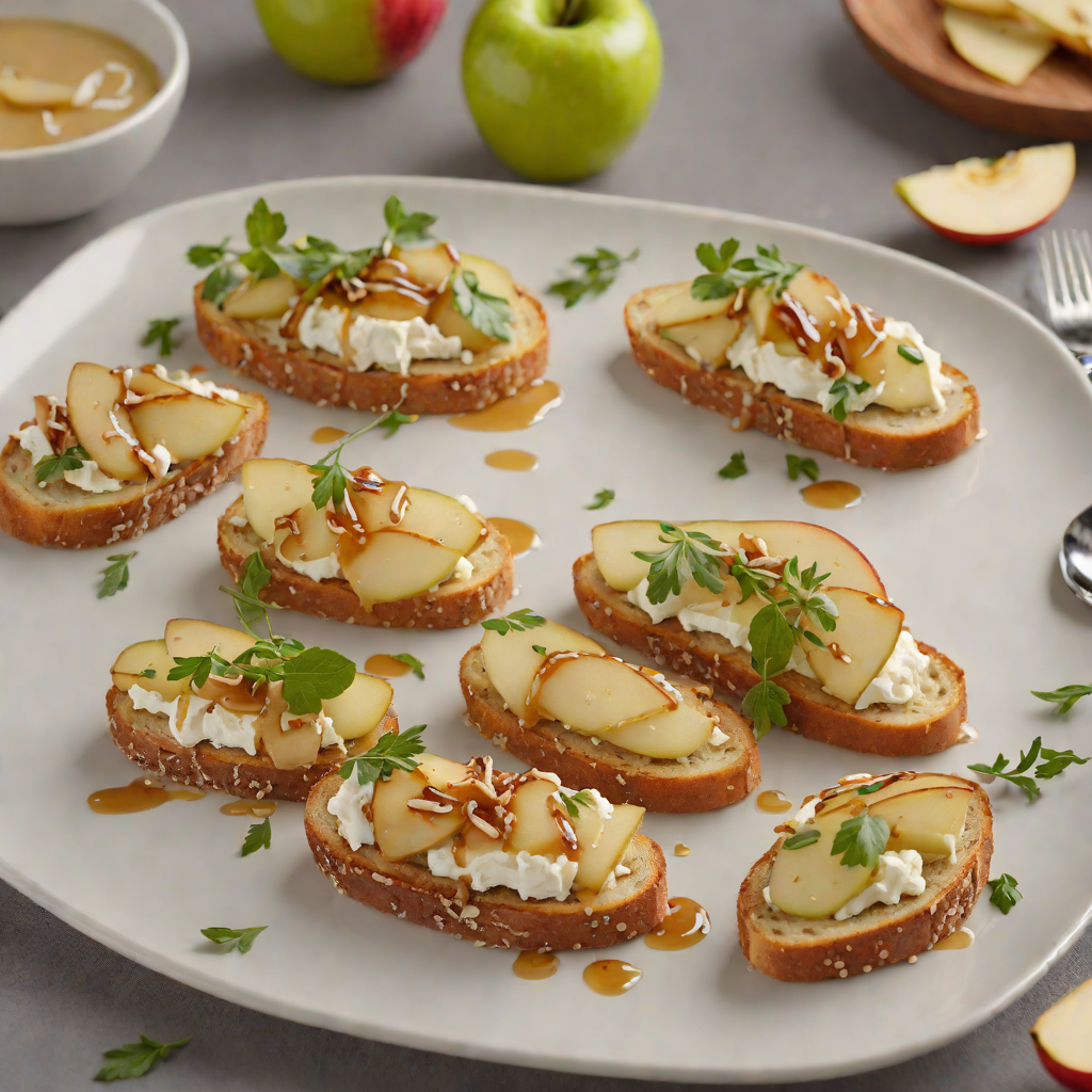 Spiced Apple and Brie Crostini with Honey Drizzle
