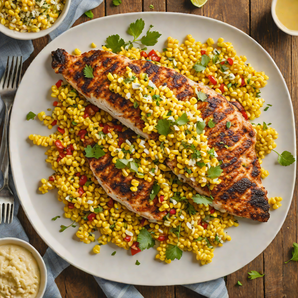 Grilled Cajun-Spiced Catfish with Creamy Corn Relish