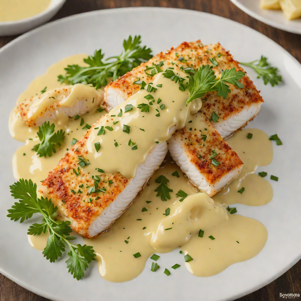 Baked Parmesan-Crusted Cod with Garlic Lemon Butter Sauce