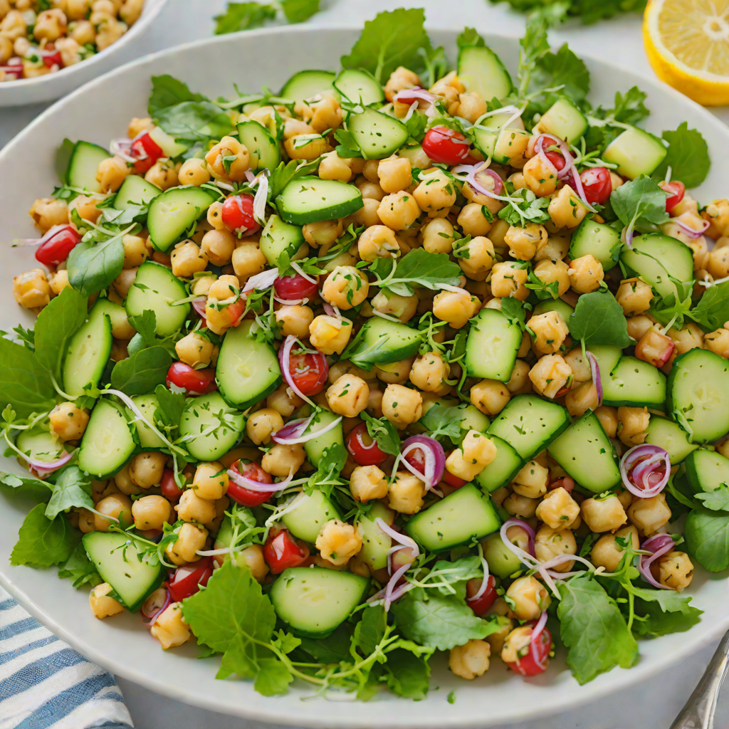 Crunchy Mediterranean Chickpea and Cucumber Salad with Lemon Dressing
